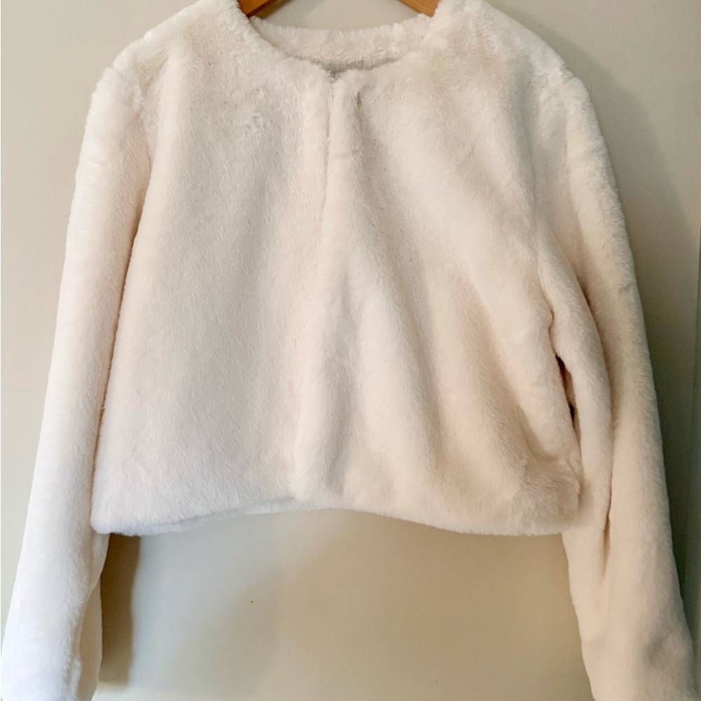 Planet Gold Ivory Faux Fur Jacket